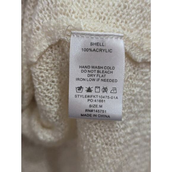 Juniors cream color fun graphic smiley face knit sweater by altar's state size M - Picture 3 of 7